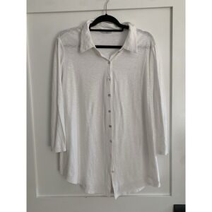 Cut Loose‎ Shirt Top Large White Button Down 3/4 Sleeve Lagenlook Lounge  Beach